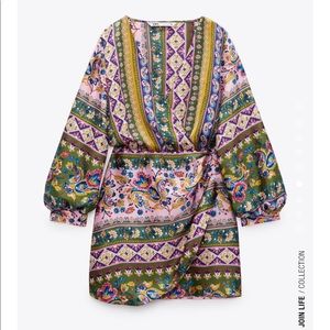 Zara satin print dress